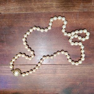Talbots opera-length glass pearl necklace with decorative clasp